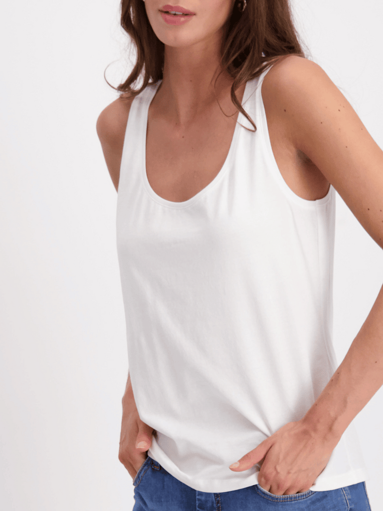 Monari Basic Cotton Camisole in Off White 408363 Discover the Elegant Monari Collection at Signature of Double Bay, Shop Stylish Knitwear, Dresses, and Tops Online from Sydney's Premier Mature Fashion Boutique