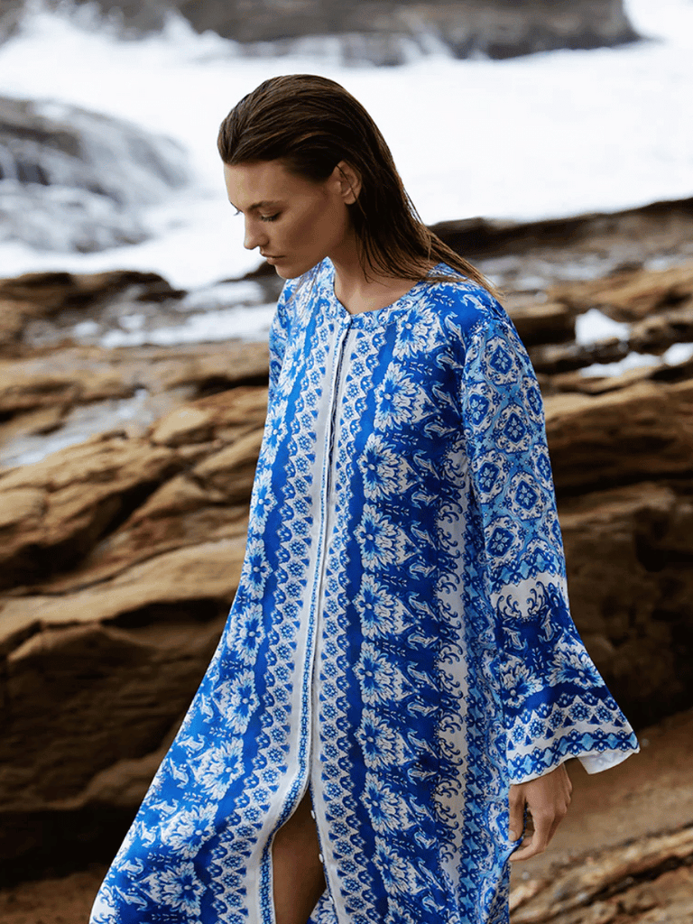 Oneseason Sani Maxi Dress in Kasbah Royal Print 7043 Oneseason One Season lightweight and stylish resort wear Australian fashion label official stockist Signature of Double Bay