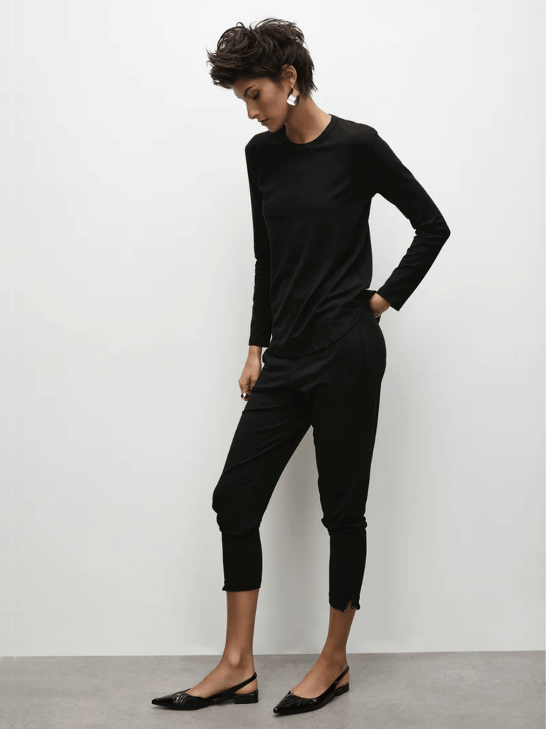 Mela Purdie Crew Neck Studio Top in Black 8086 Mela Purdie Stockist Online Australia Signature of Double Bay Tops Dresses Elegant Clothing