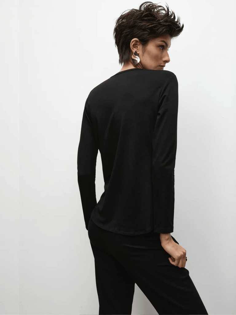 Mela Purdie Crew Neck Studio Top in Black 8086 Mela Purdie Stockist Online Australia Signature of Double Bay Tops Dresses Elegant Clothing