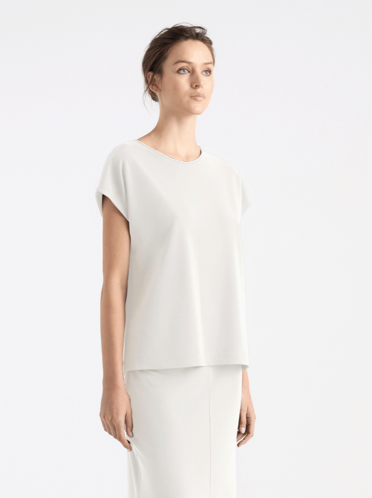 Mela Purdie Cap Sleeve Relaxed Fit Cap Shell Top in Cream 8365 Mela Purdie Stockist Online Australia Signature of Double Bay Tops Dresses Elegant Clothing