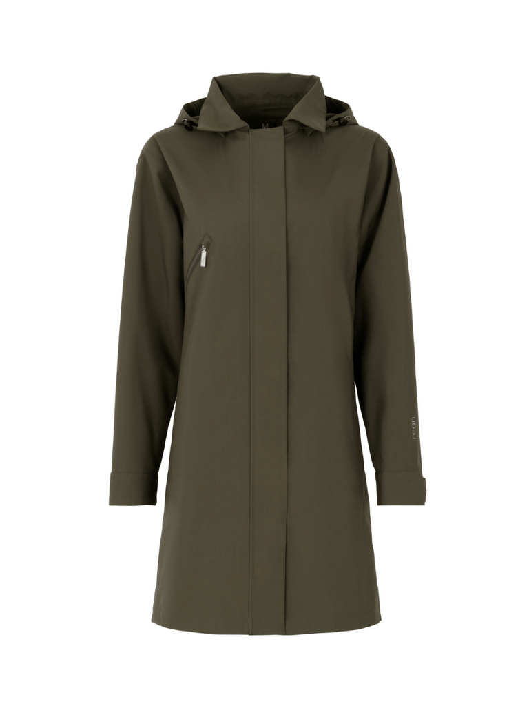 Regn Raincoats Grace Raincoat in Olive Regn women's raincoats blend functional and stylish elegant high-quality rainwear buy online signature of double bay official stockist sydney australia