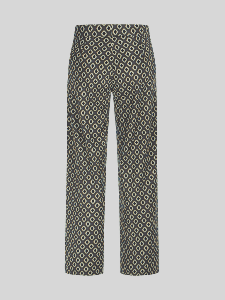 Raffaello Rossi Candice Straight Pant in Green Geometric Print