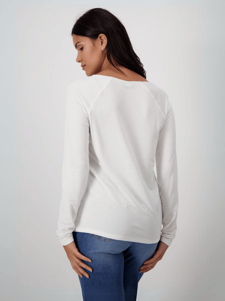 Long Sleeve Boatneck Top in Off-White 408376 Discover the Elegant Monari Collection at Signature of Double Bay, Shop Stylish Knitwear, Dresses, and Tops Online from Sydney's Premier Mature Fashion Boutique