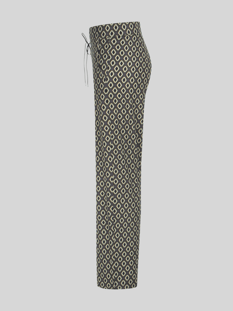 Raffaello Rossi Candice Straight Pant in Green Geometric Print