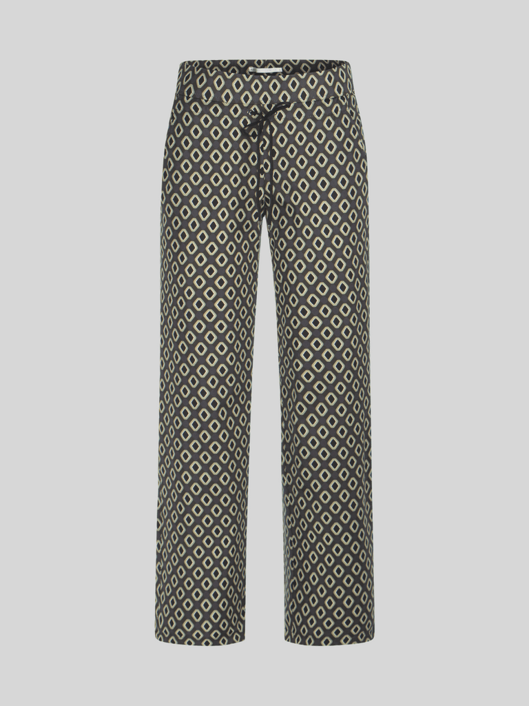 Raffaello Rossi Candice Straight Pant in Green Geometric Print