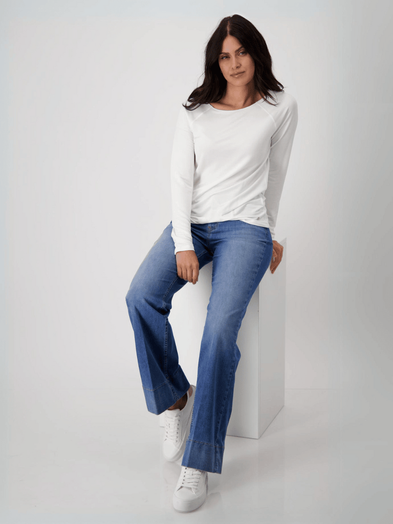 Long Sleeve Boatneck Top in Off-White 408376 Discover the Elegant Monari Collection at Signature of Double Bay, Shop Stylish Knitwear, Dresses, and Tops Online from Sydney's Premier Mature Fashion Boutique