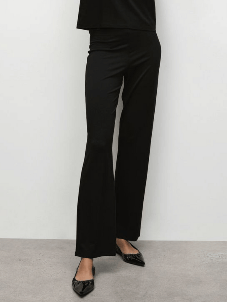 Mela Purdie Long Pant in Black Classic Straight Leg Elastic Waist travel pant with pockets Mela Purdie Stockist Online Australia Signature of Double Bay Tops Dresses Elegant Clothing