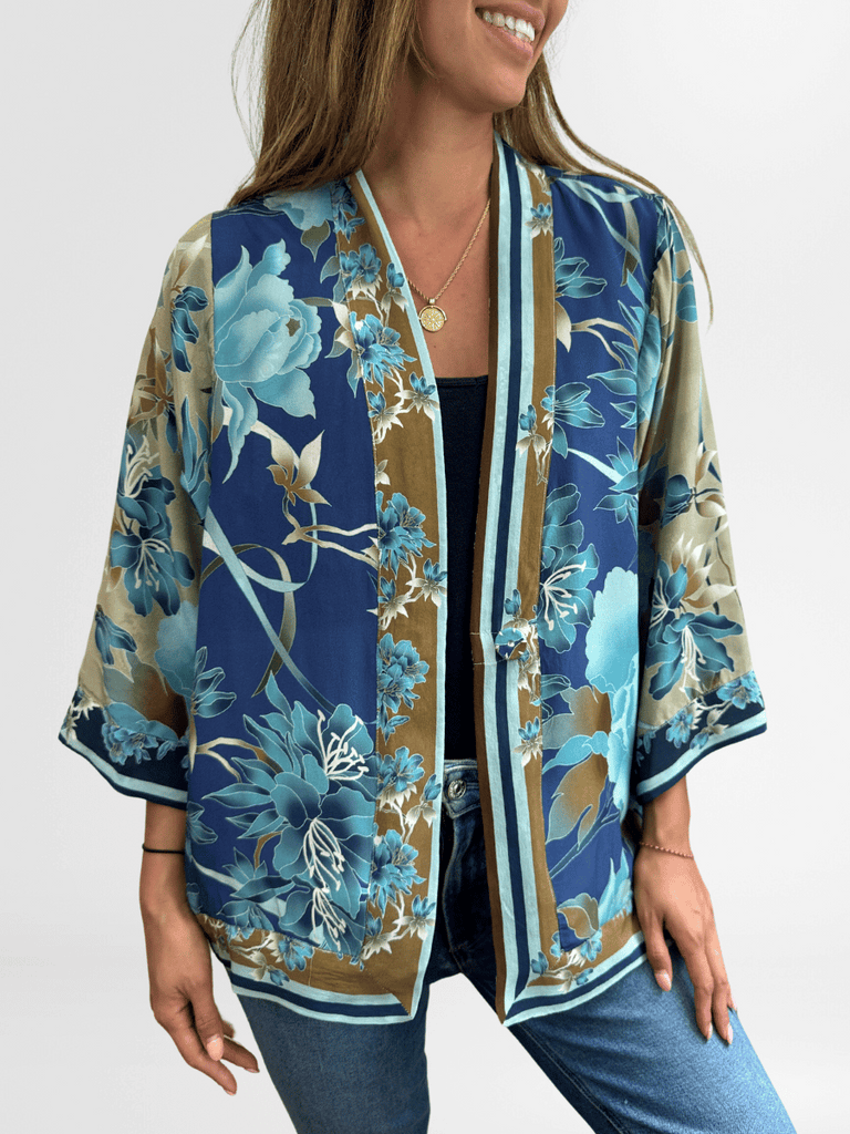 Johnny Was Carwin Reversible Kimono in Peonee Print Shop Johnny Was Stockist Sydney Australia Boho Chic Clothing, Embroidered Dresses, and Unique Tops at Signature of Double Bay