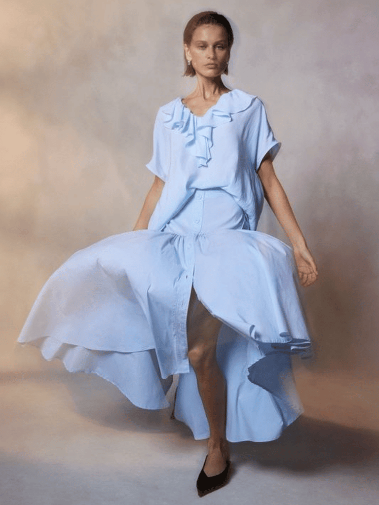 Mela Purdie Meridian Skirt in Ether Pale Blue 5806 Mela Purdie Stockist Online Australia Signature of Double Bay Tops Dresses Elegant Clothing