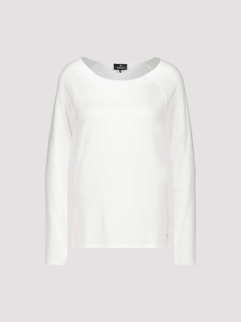 Long Sleeve Boatneck Top in Off-White 408376 Discover the Elegant Monari Collection at Signature of Double Bay, Shop Stylish Knitwear, Dresses, and Tops Online from Sydney's Premier Mature Fashion Boutique