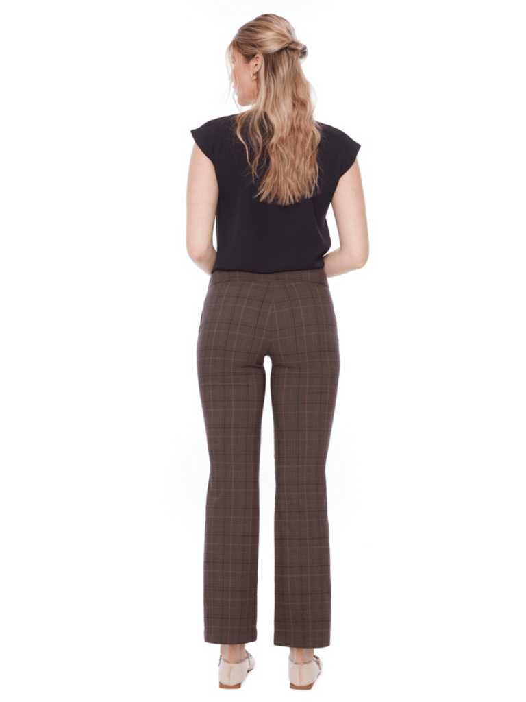 UP! PANTS 32" Tummy Control Vinlee Plaid Techno Bootcut Pant Up Pants Tummy control stockist online Australia flattering body contouring shaping pants high rise waistband signature of double bay Sydney fashion