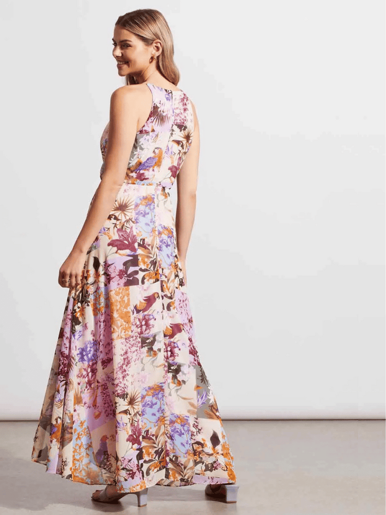 TRIBAL FASHION CANADA Sleeveless Maxi Dress in Floral Iris Pink Patchwork Print Official Tribal Fashion Canada Stockist Sydney Australia Online Buy Signature of Double Bay