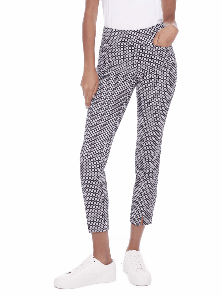 UP! PANTS Tummy Control Slim Ankle Pant 28" in Links Print 68106 Up Pants Tummy control stockist online Australia flattering body contouring shaping pants high rise waistband signature of double bay Sydney fashion