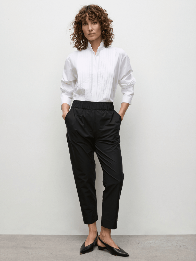 Mela Purdie Powder Tux Shirt in White Chalk White 8650 Mela Purdie Stockist Online Australia Signature of Double Bay Tops Dresses Elegant Clothing