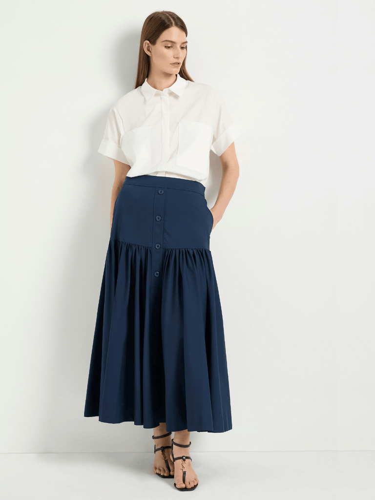 Mela Purdie Meridian Skirt in Sapphire Navy Blue 5806 Mela Purdie Stockist Online Australia Signature of Double Bay Tops Dresses Elegant Clothing