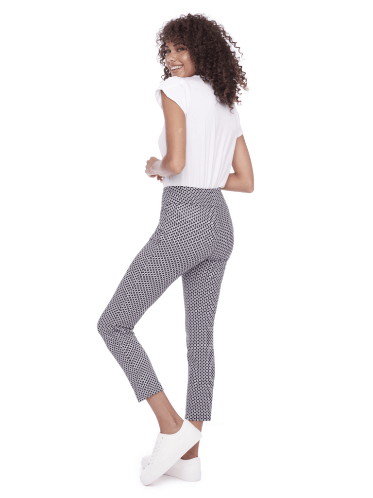 UP! PANTS Tummy Control Slim Ankle Pant 28" in Links Print 68106 Up Pants Tummy control stockist online Australia flattering body contouring shaping pants high rise waistband signature of double bay Sydney fashion