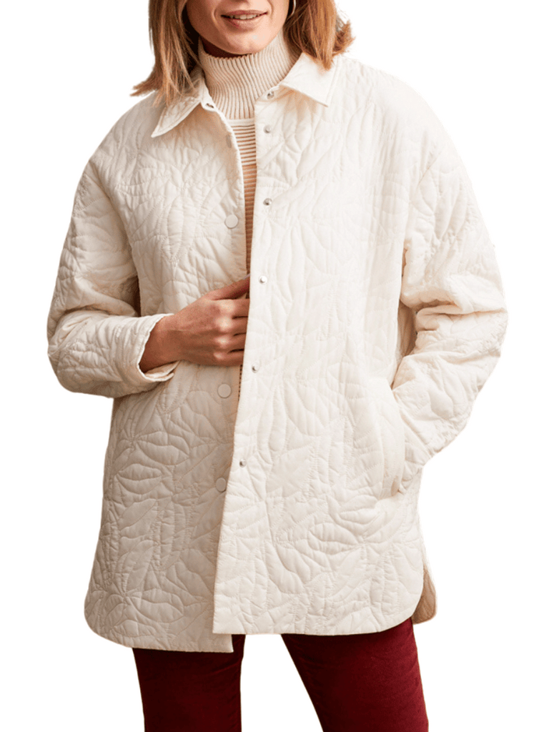 TRIBAL FASHION CANADA Quilted Snap Button Front Shacket in Cream Official Tribal Fashion Canada Stockist Sydney Australia Online Buy Signature of Double Bay