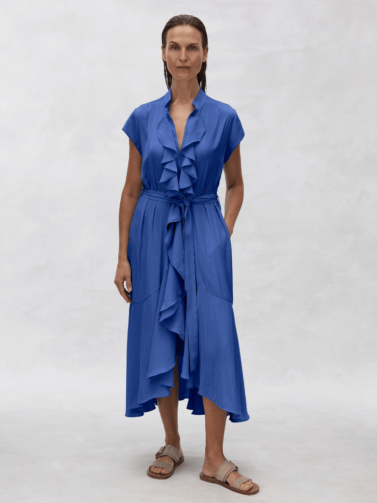 Mela Purdie Vine Dress in Atlantis Blue Mache 3308 Mela Purdie Stockist Online Australia Signature of Double Bay Tops Dresses Elegant Clothing