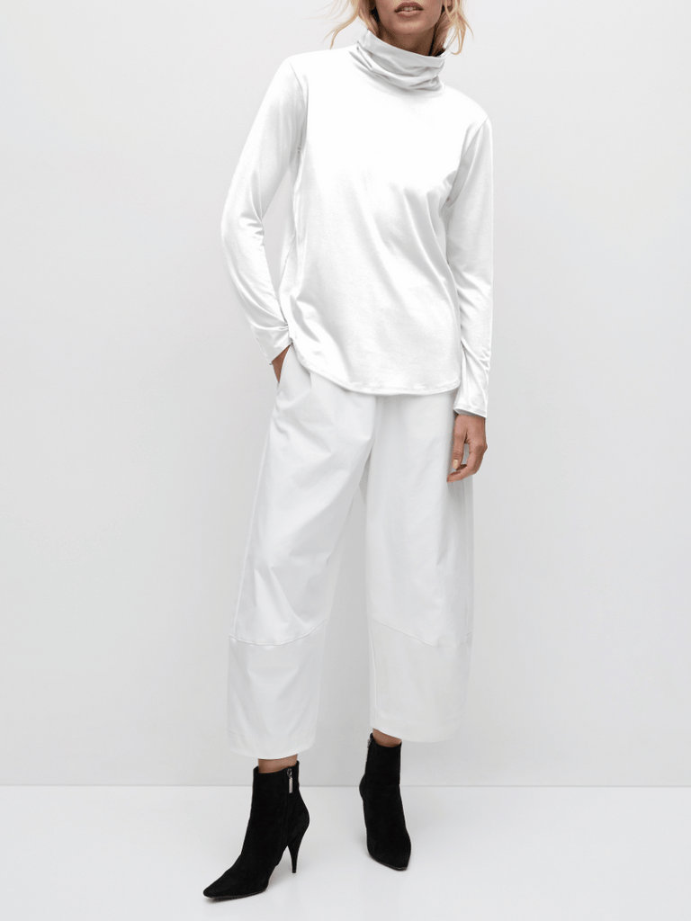 Mela Purdie Long Sleeve Turtle Neck Top in White 8663 Mela Purdie Stockist Online Australia Signature of Double Bay Tops Dresses Elegant Clothing