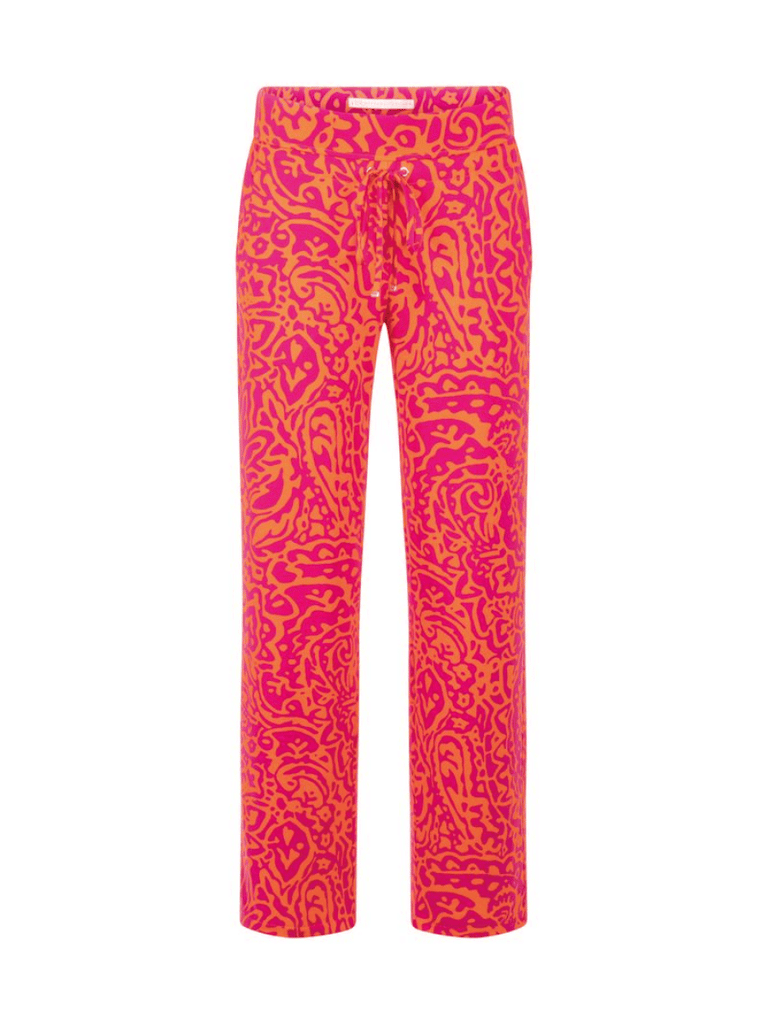 Raffaello Rossi Candice Straight Pant in Pink Abstract Paisley Print Raffaello Rossi european pant Candy Jersey Jogger Pant comfortable flattering pull on pant signature of double bay official stockist online in store sydney australia