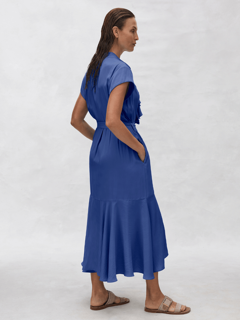 Mela Purdie Vine Dress in Atlantis Blue Mache 3308 Mela Purdie Stockist Online Australia Signature of Double Bay Tops Dresses Elegant Clothing