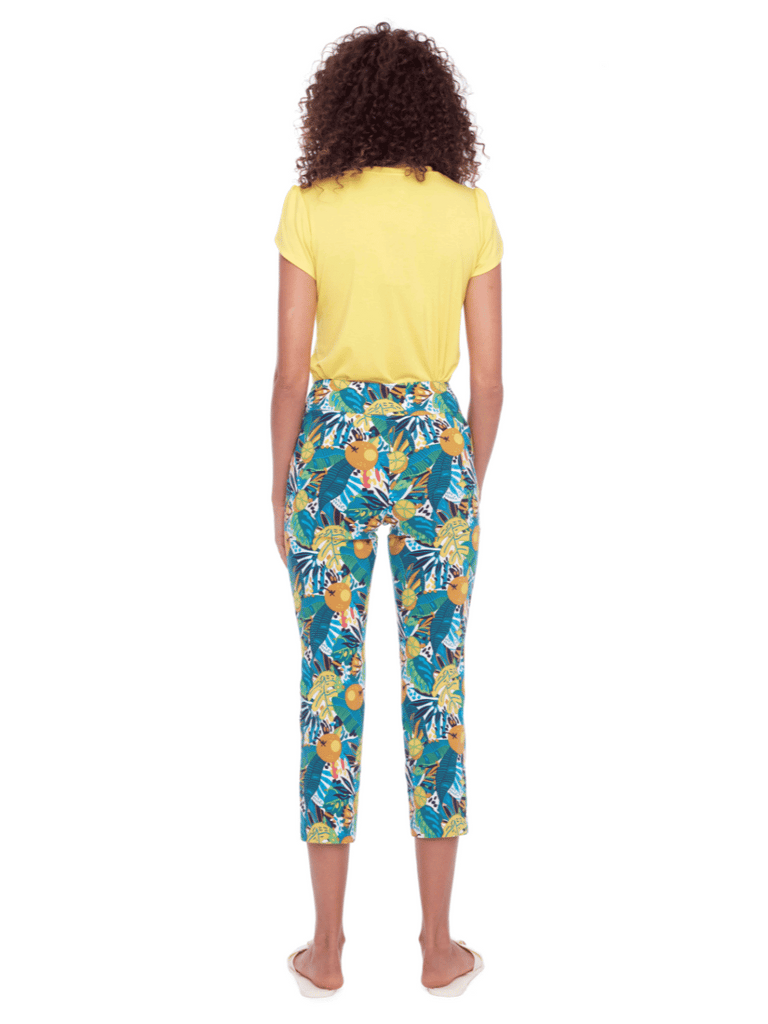 UP! PANTS Tummy Control Slim Cropped Pant 25” in Citrus Print 68112 Up Pants Tummy control stockist online Australia flattering body contouring shaping pants high rise waistband signature of double bay Sydney fashion