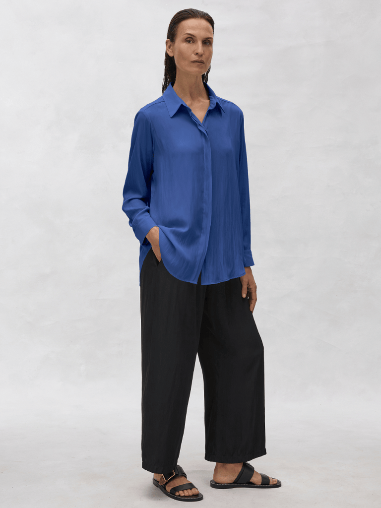 Mela Purdie Soft Shirt in Atlantis Blue Mache 2822 Mela Purdie Stockist Online Australia Signature of Double Bay Tops Dresses Elegant Clothing