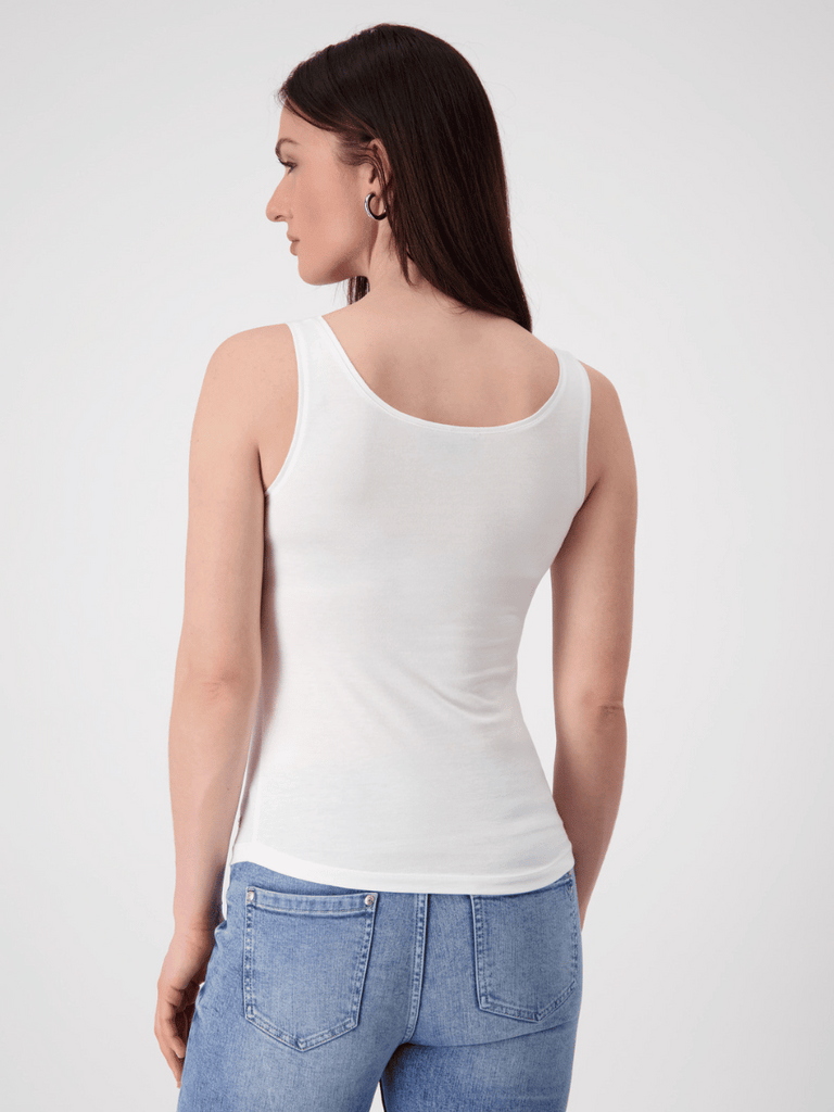 Monari Bling Cotton Camisole in White Discover the Elegant Monari Collection at Signature of Double Bay, Shop Stylish Knitwear, Dresses, and Tops Online from Sydney's Premier Mature Fashion Boutique