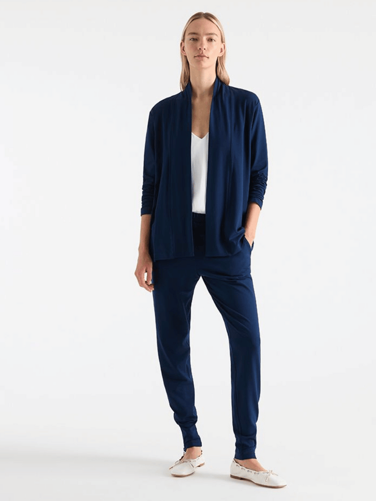 Mela Purdie Long Sleeve Pull-On Jacket in Navy 4173 Mela Purdie Stockist Online Australia Signature of Double Bay Tops Dresses Elegant Clothing