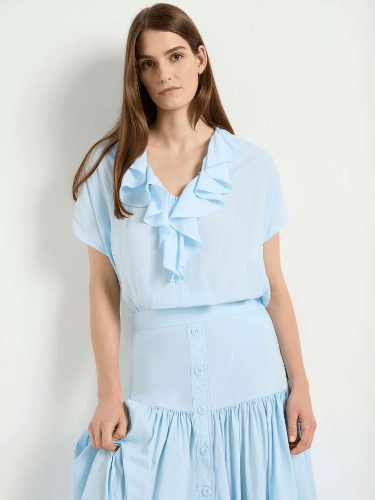 Mela Purdie Garland Shell in Ether Pale Blue 8477 Mela Purdie Stockist Online Australia Signature of Double Bay Tops Dresses Elegant Clothing