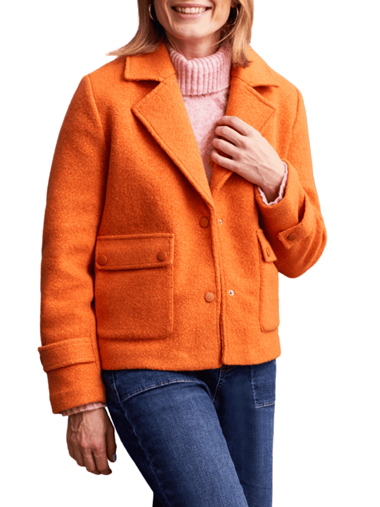 TRIBAL FASHION CANADA Snap Button Front Peacoat in Burnt Orange Official Tribal Fashion Canada Stockist Sydney Australia Online Buy Signature of Double Bay