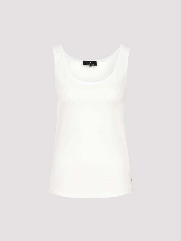 Monari Bling Cotton Camisole in White Discover the Elegant Monari Collection at Signature of Double Bay, Shop Stylish Knitwear, Dresses, and Tops Online from Sydney's Premier Mature Fashion Boutique