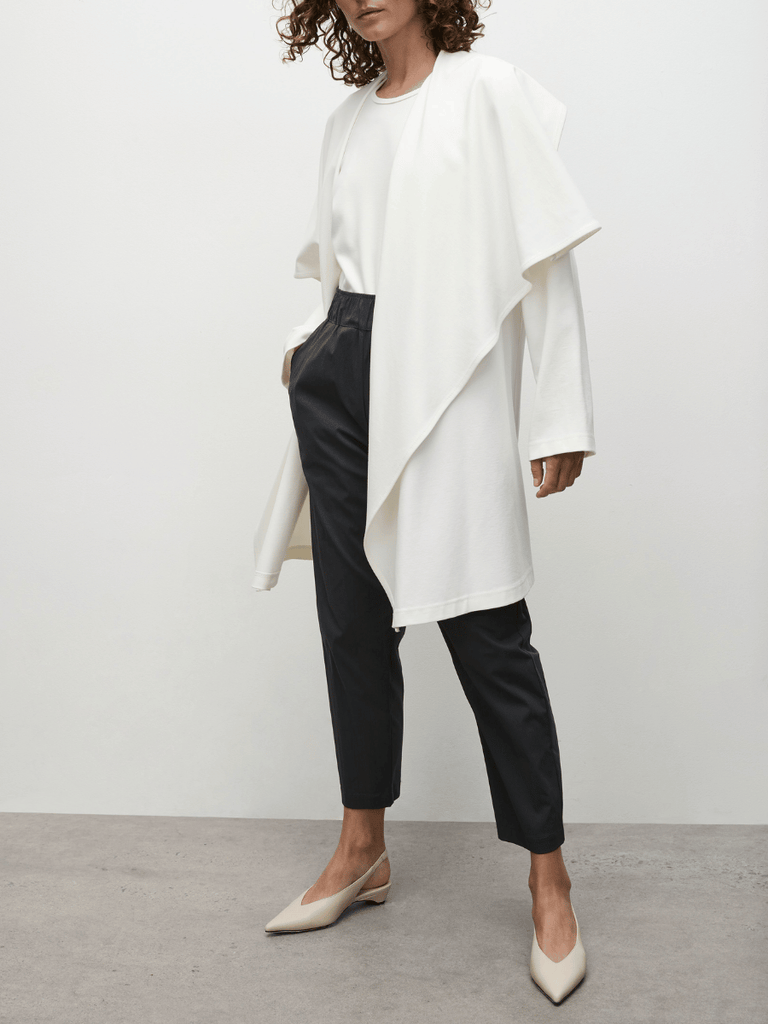 Mela Purdie Waterfall Plaza Duster Coat in Winter White 4185 Mela Purdie Stockist Online Australia Signature of Double Bay Tops Dresses Elegant Clothing