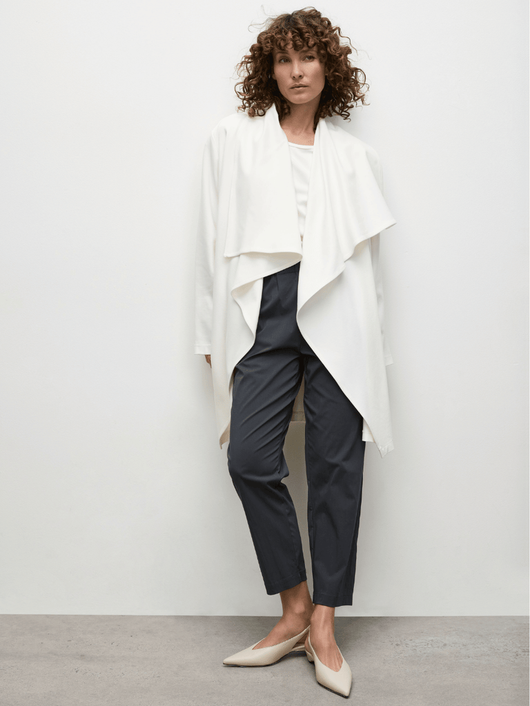 Mela Purdie Waterfall Plaza Duster Coat in Winter White 4185 Mela Purdie Stockist Online Australia Signature of Double Bay Tops Dresses Elegant Clothing