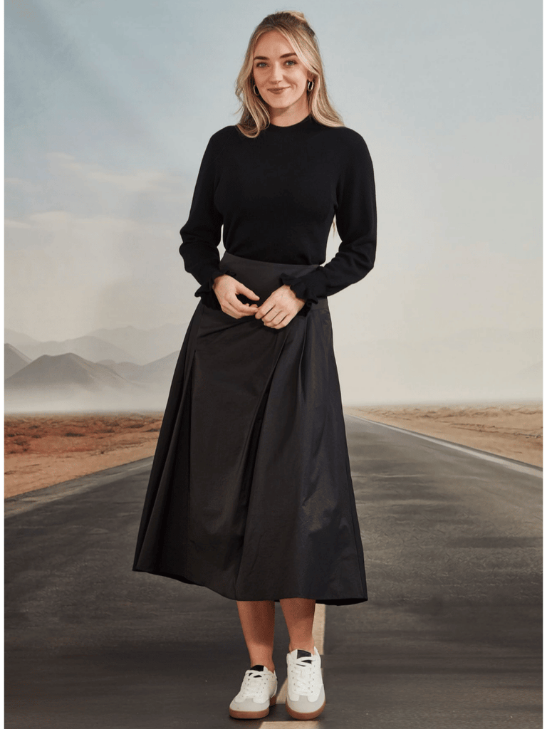 VERGE Midi Stroll Skirt in Black Verge Stockist Online Australia Signature of Double Bay Mature Fashion Acrobat Flattering