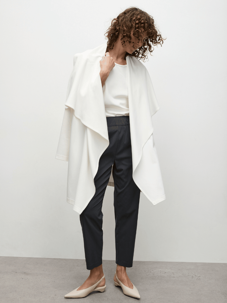 Mela Purdie Waterfall Plaza Duster Coat in Winter White 4185 Mela Purdie Stockist Online Australia Signature of Double Bay Tops Dresses Elegant Clothing