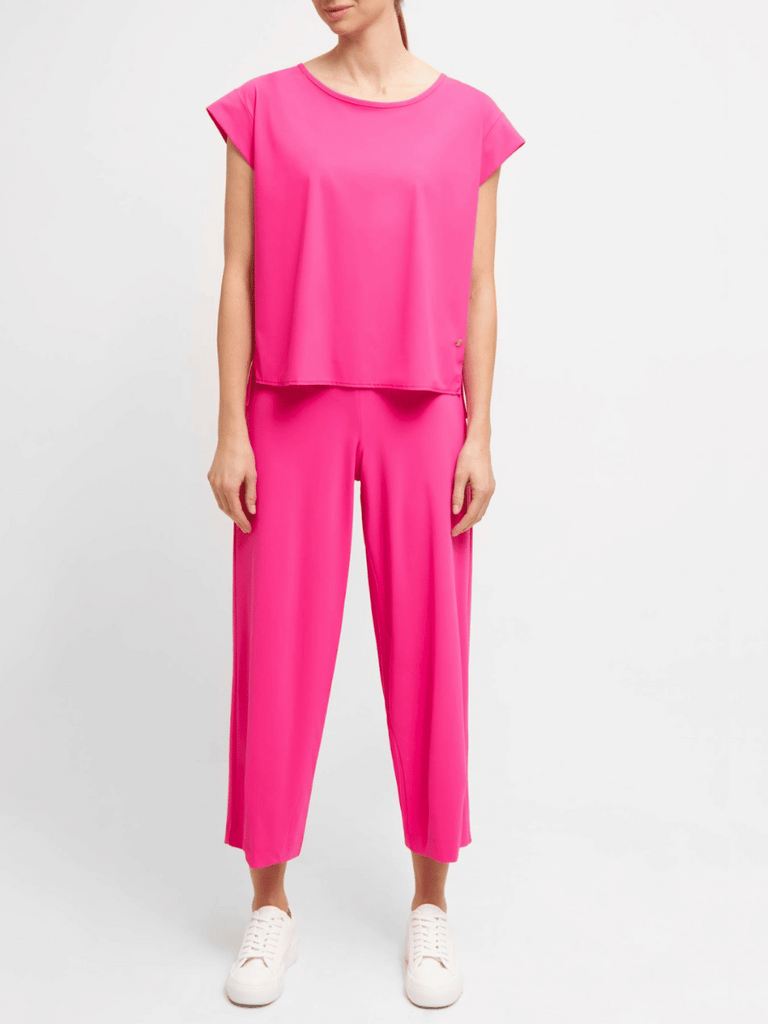 Raffaello Rossi Grit Cap Sleeve Side Slit Top in Crazy Pink Raffaello Rossi european pant Candy Jersey Jogger Pant comfortable flattering pull on pant signature of double bay official stockist online in store sydney australia