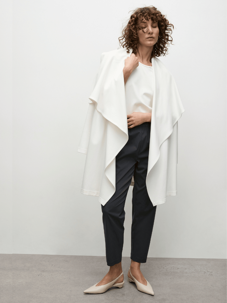 Mela Purdie Waterfall Plaza Duster Coat in Winter White 4185 Mela Purdie Stockist Online Australia Signature of Double Bay Tops Dresses Elegant Clothing