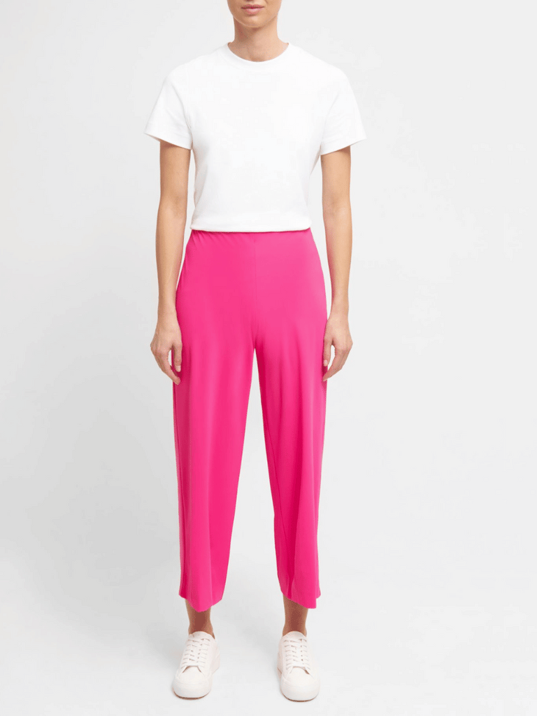 Raffaello Rossi Sally 7/8 Palazzo Pant in Crazy Pink Raffaello Rossi european pant Candy Jersey Jogger Pant comfortable flattering pull on pant signature of double bay official stockist online in store sydney australia