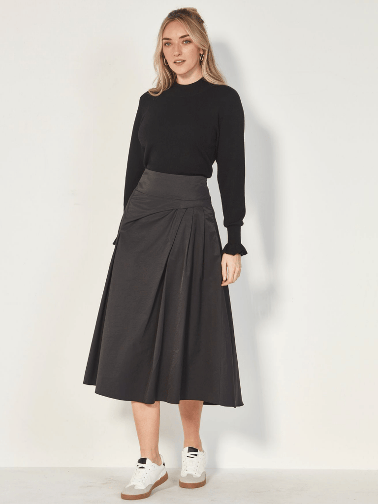 VERGE Midi Stroll Skirt in Black Verge Stockist Online Australia Signature of Double Bay Mature Fashion Acrobat Flattering