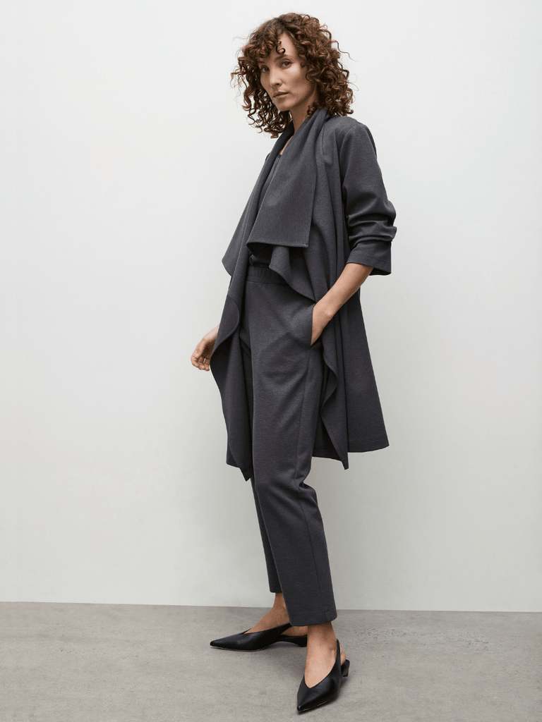 Mela Purdie Plaza Duster in Ebony Marl Grey 4185 Mela Purdie Stockist Online Australia Signature of Double Bay Tops Dresses Elegant Clothing