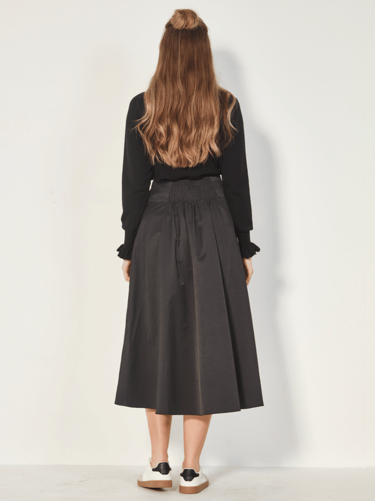 VERGE Midi Stroll Skirt in Black Verge Stockist Online Australia Signature of Double Bay Mature Fashion Acrobat Flattering