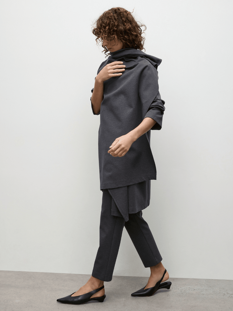 Mela Purdie Plaza Duster in Ebony Marl Grey 4185 Mela Purdie Stockist Online Australia Signature of Double Bay Tops Dresses Elegant Clothing