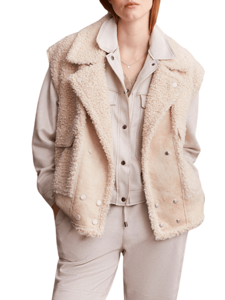 TRIBAL FASHION CANADA Sleeveless Sherpa Vest in Latte 56330 Official Tribal Fashion Canada Stockist Sydney Australia Online Buy Signature of Double Bay