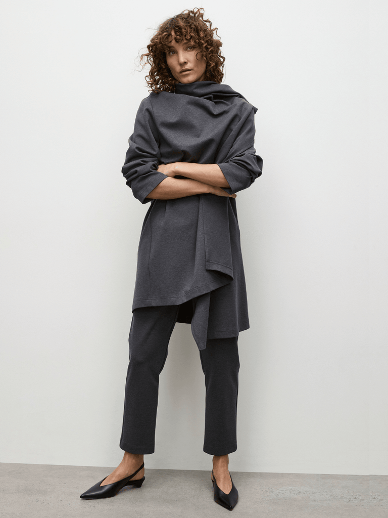 Mela Purdie Plaza Duster in Ebony Marl Grey 4185 Mela Purdie Stockist Online Australia Signature of Double Bay Tops Dresses Elegant Clothing