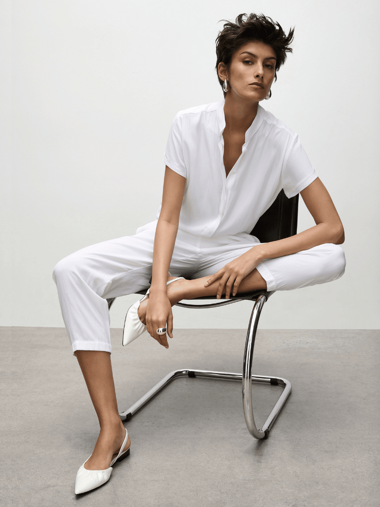 Mela Purdie Soft Capri Pant in White 1615 Mela Purdie Stockist Online Australia Signature of Double Bay Tops Dresses Elegant Clothing