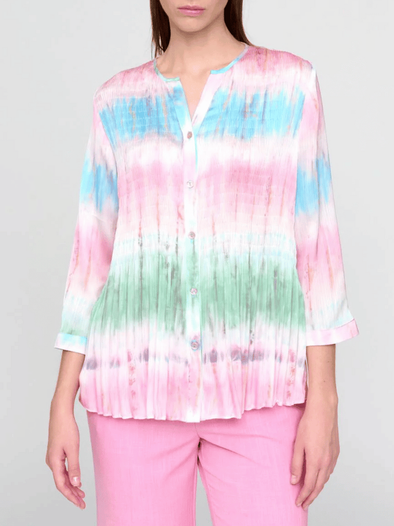 Tinta & Bariloche Abarán Shirt Pink Tie Dye Tinta and Bariloche online Australia Shop Tinta Bariloche shorts, dresses, tops online. Signature of Double Bay Fashion Tinta and Bariloche Online