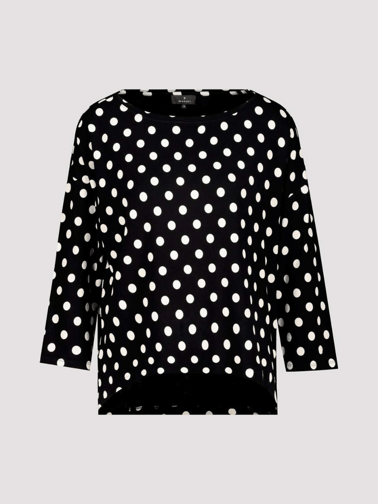 Monari 3/4 Sleeve Top Polkadot Print Discover the Elegant Monari Collection at Signature of Double Bay, Shop Stylish Knitwear, Dresses, and Tops Online from Sydney's Premier Mature Fashion Boutique