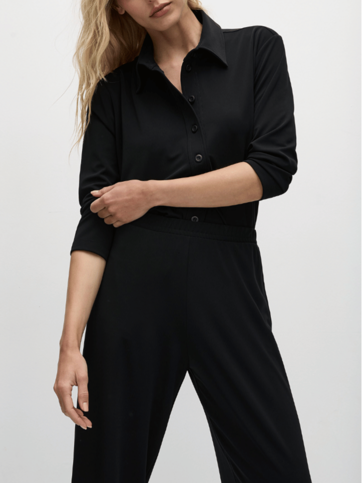 Mela Purdie Long Sleeve Button Up Powder Shirt in Black 8701 Mela Purdie Stockist Online Australia Signature of Double Bay Tops Dresses Elegant Clothing